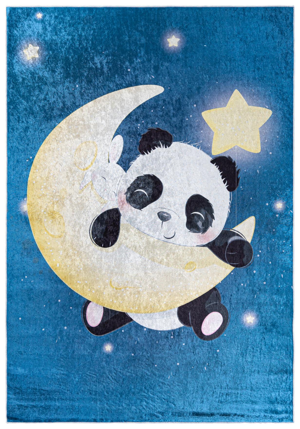 Tapis enfant Panda sur la lune EMMA 2322 - bleu