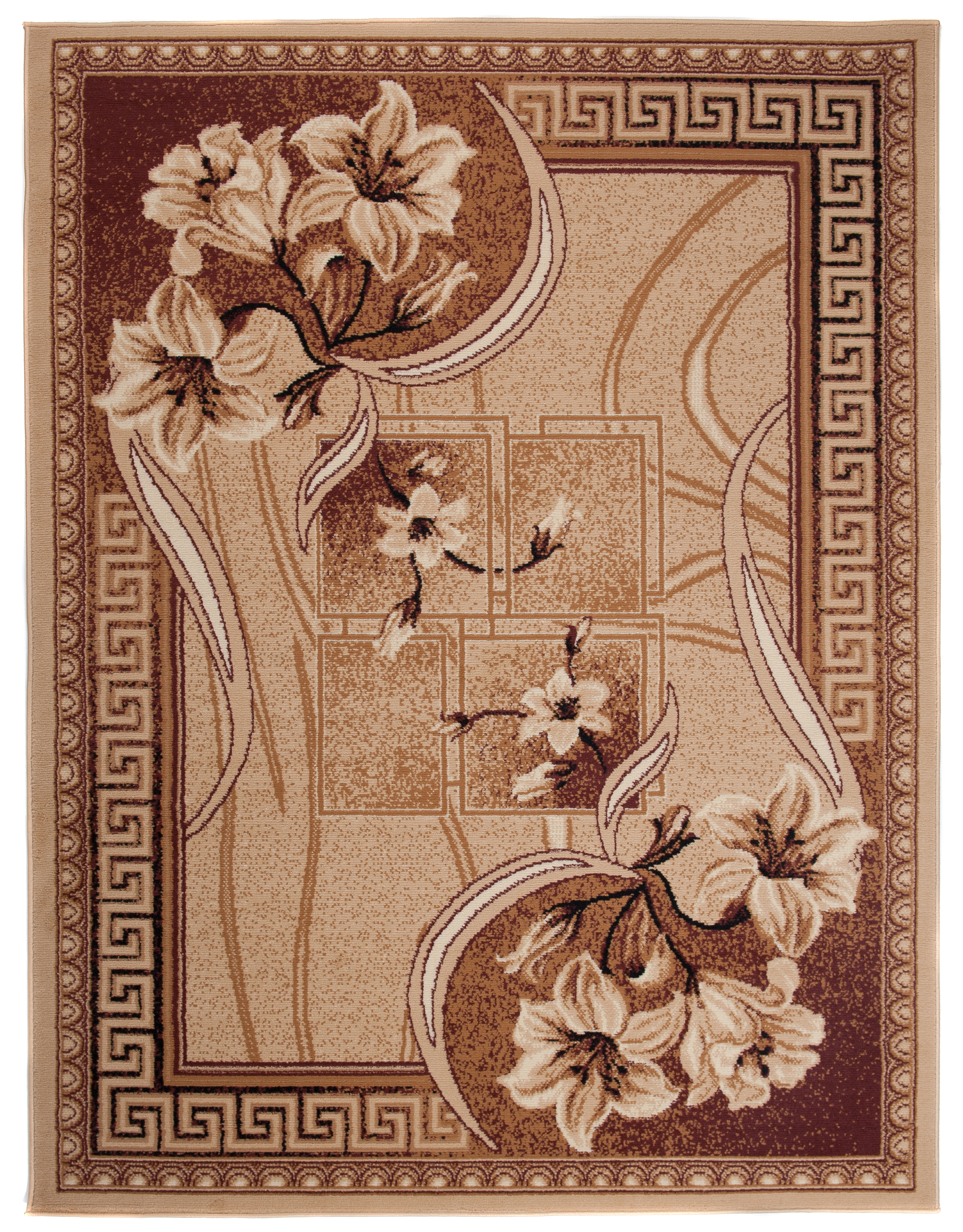 Tapis moderne Atlas végétal F743A DARK BEIGE - beige