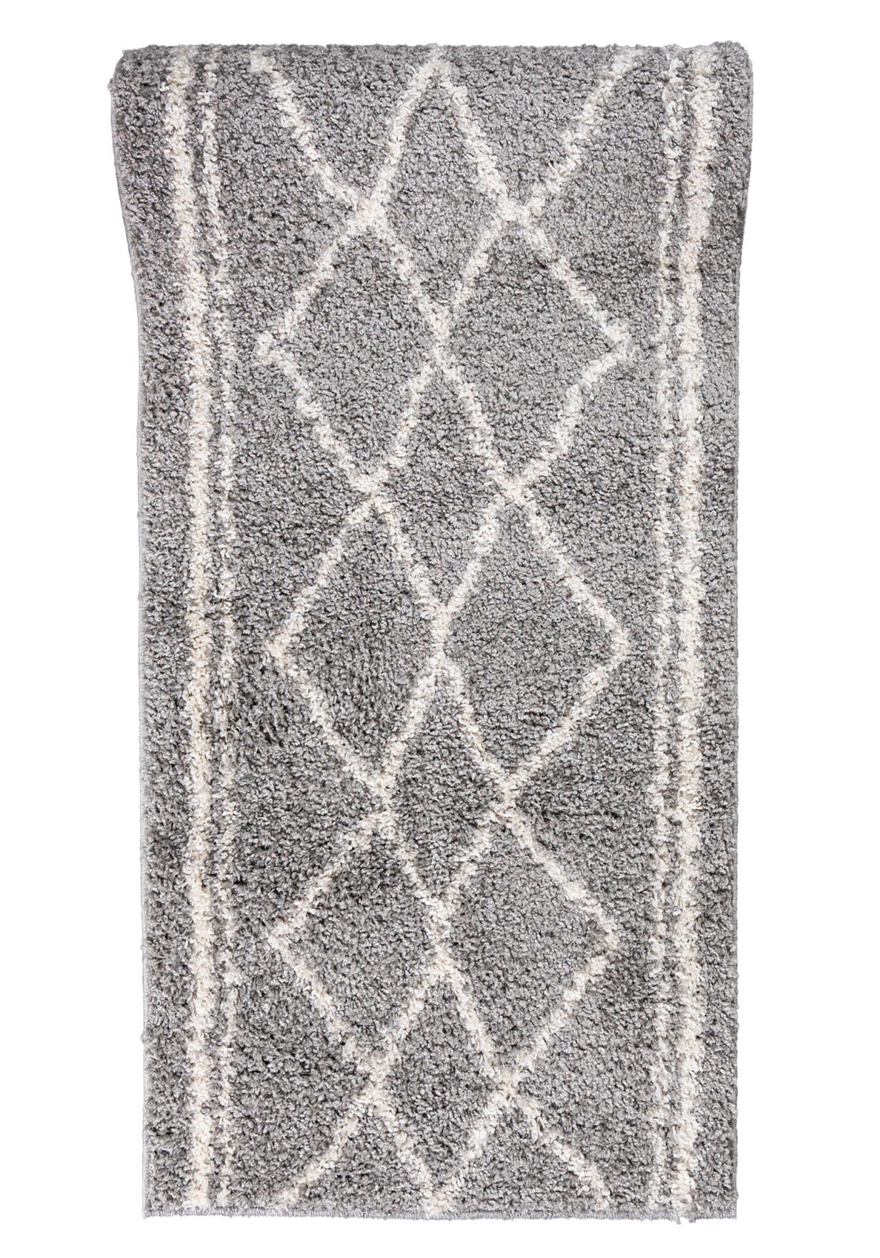 tapis de couloir poil long Boho DELHI 2655A - gris