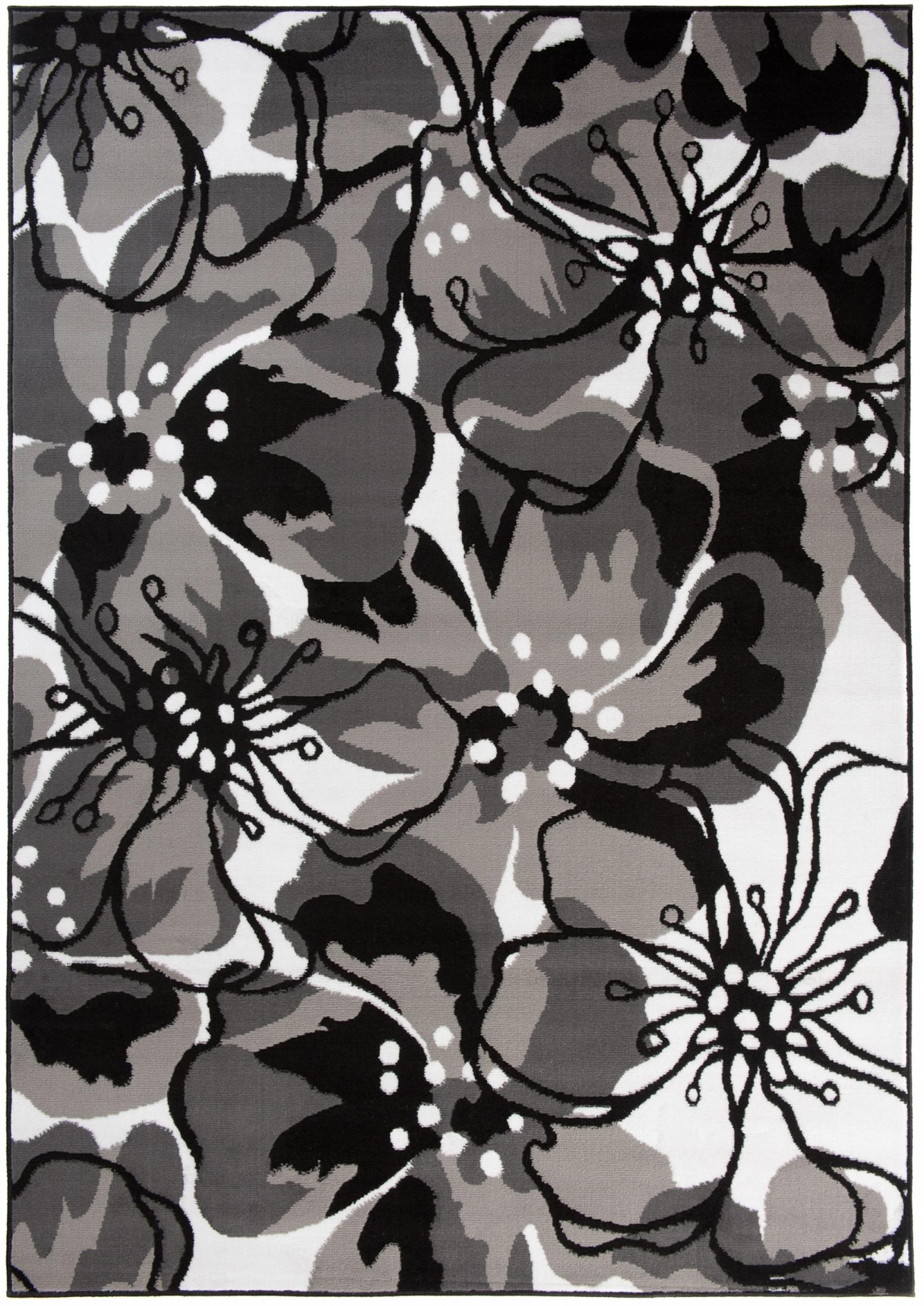 Tapis moderne Maya végétal Z907D BLACK - gris
