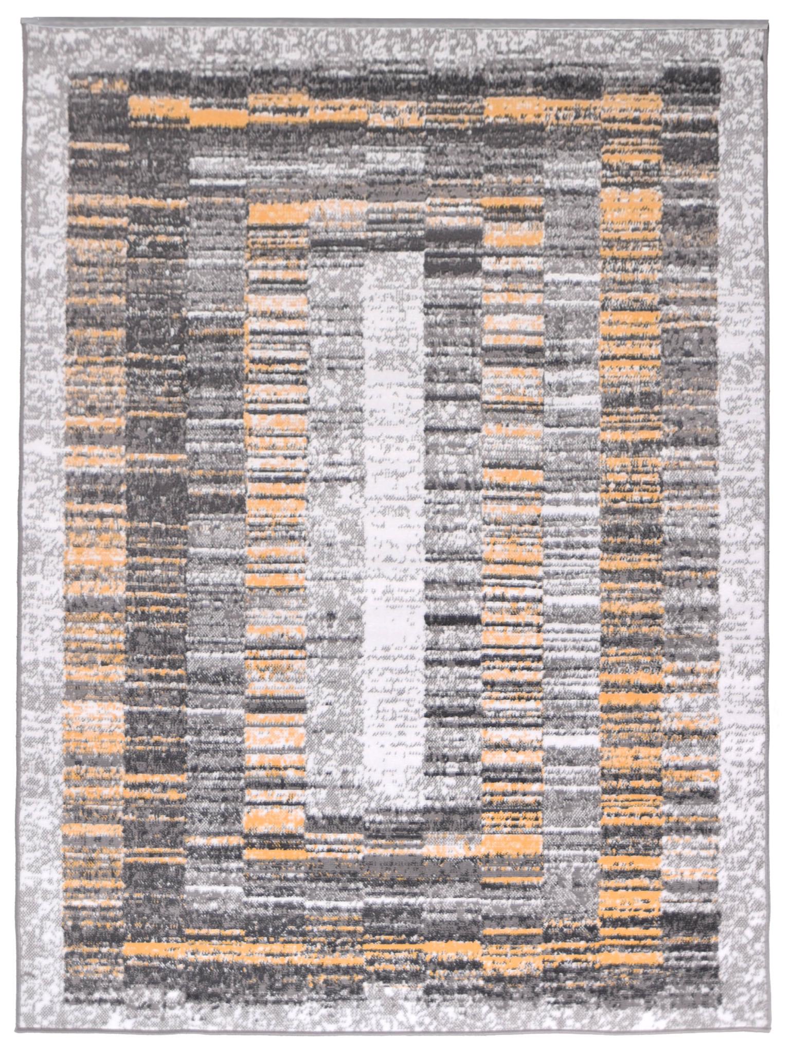 Tapis moderne Vision géométrique Q195A GRAY - gris, jaune