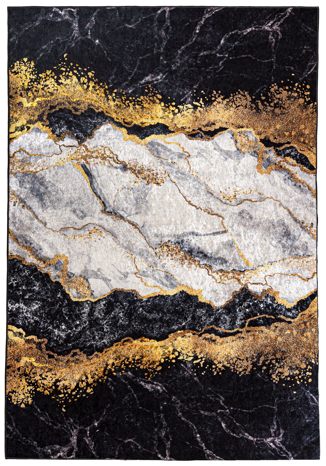 TOSCANA Tapis moderne en marbre glamour 21150 - noir, gris, or