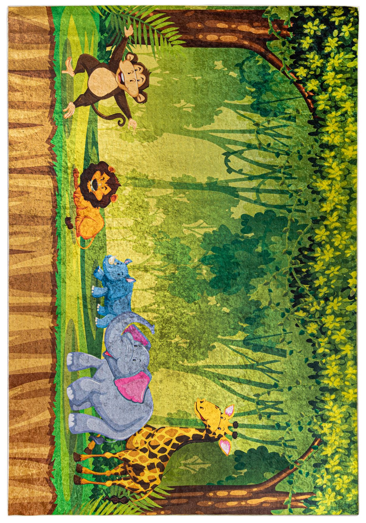 Tapis enfant Animaux du zoo d'Afrique EMMA 2649 - vert, coloré