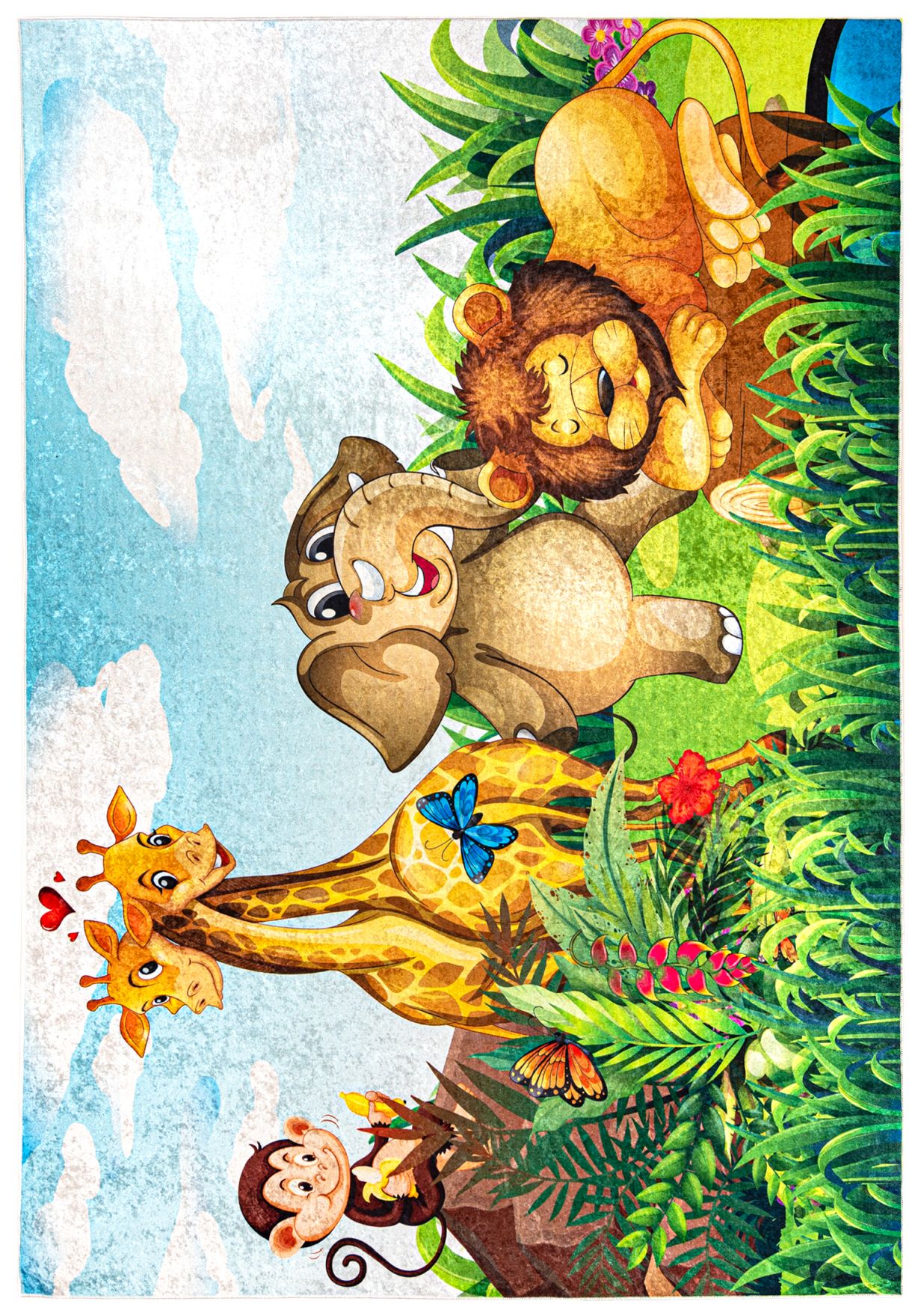 Tapis enfant Afrique Zoo Animaux EMMA 2650 - vert, coloré