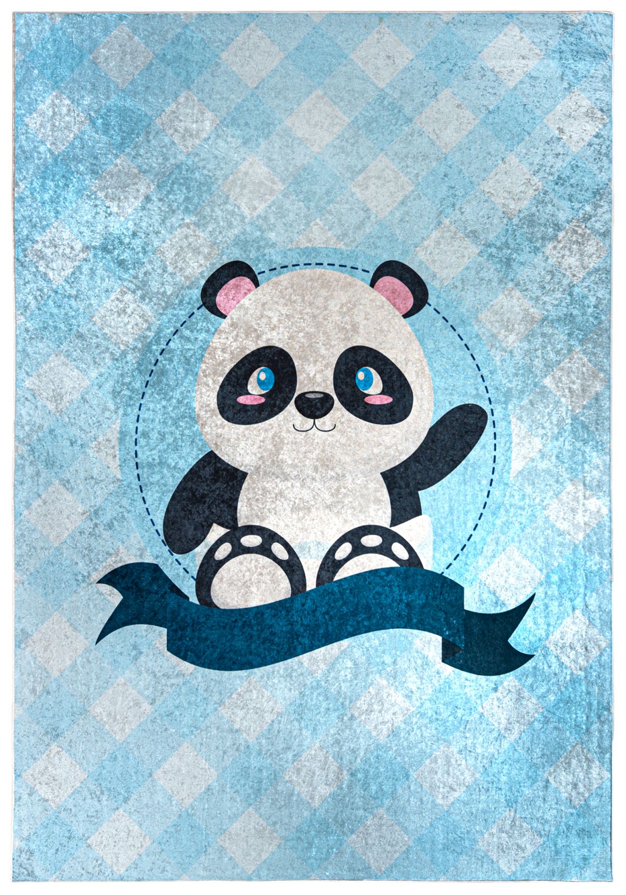 Tapis enfant Panda bleu EMMA 2724 - bleu