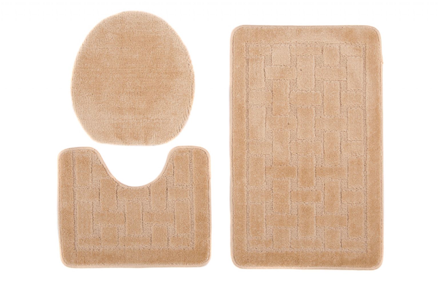 Tapis de salle de bain 3 pièces MONO 1039 BEIGE- antidérapant