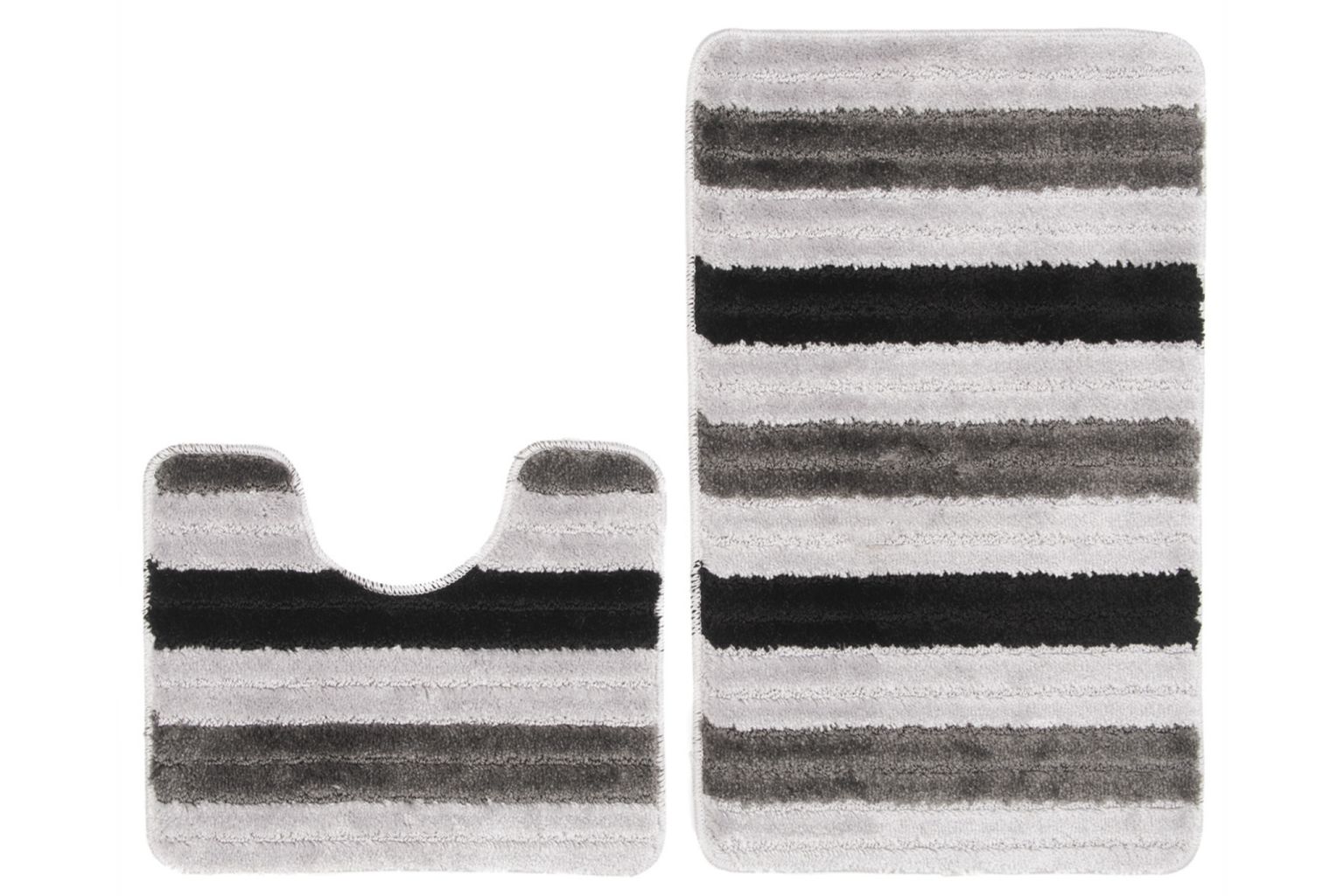 Tapis de salle de bain, ensemble 2 pièces MONO PASKI GREY - antidérapant, rayures, gris