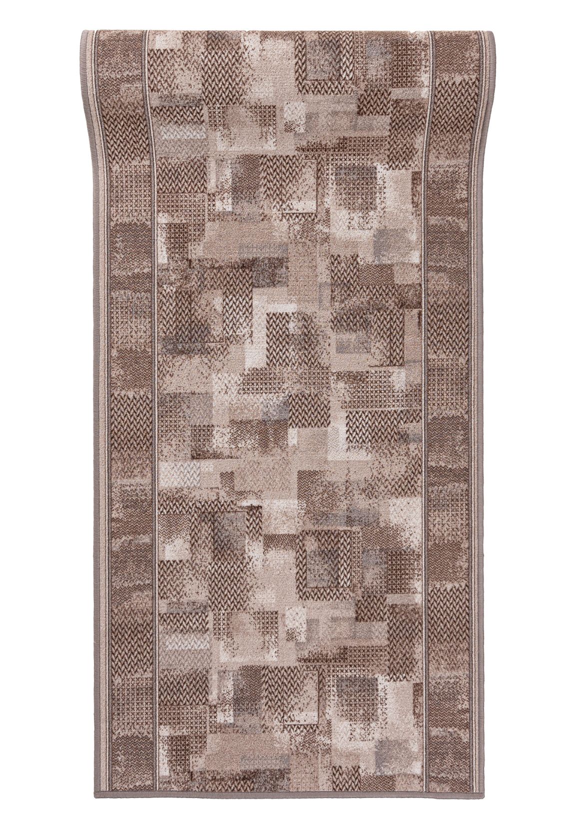 tapis de couloir avec dessous caoutchouté Antidérapant Au mètre GUMAZEL TRIBE SUEDE - cadre, rétro, beige, crème