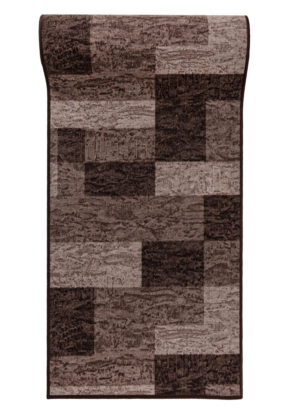tapis de couloir avec envers caoutchouté Antidérapant Au mètre GUMAZEL ICONA HAVANA - rétro, géométrique, marron