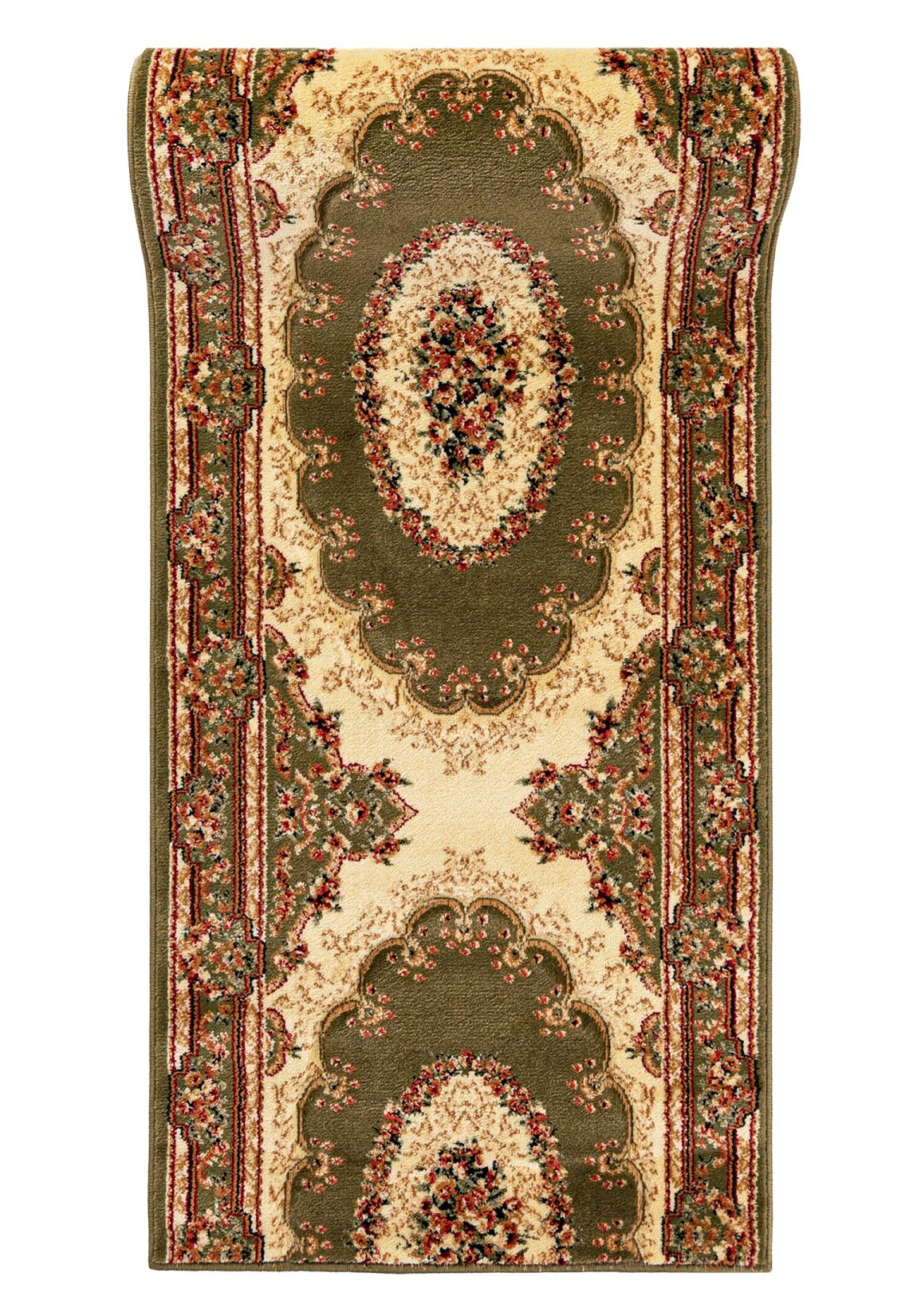 Tapis de couloir  Au mètre linéaire Traditionnel - Oriental YESEMEK 5889A LEMON GREEN - cadre, vert