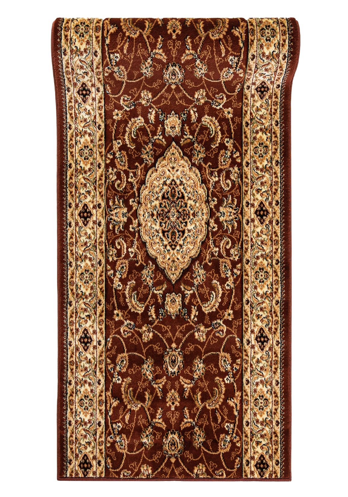Tapis de couloir Au mètre linéaire Traditionnel - oriental YESEMEK 6956F marron - cadre, marron