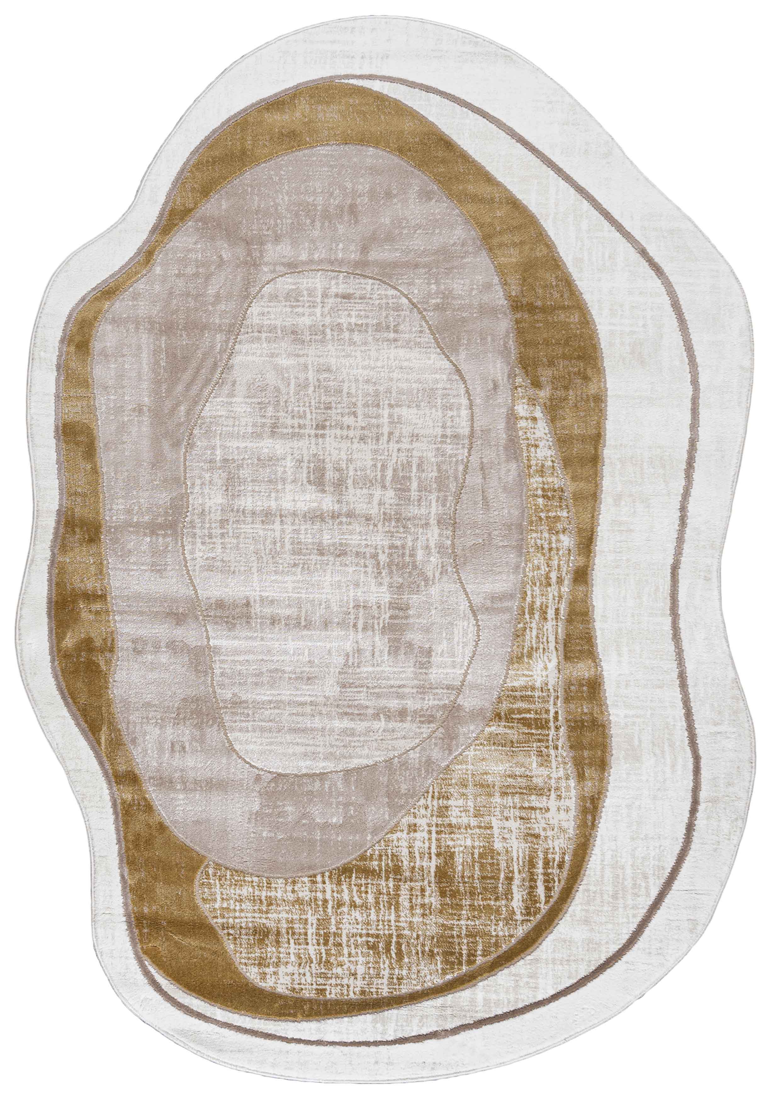 7700A tapis SILALUX - moderne, irrégulier, beige, crème, doré