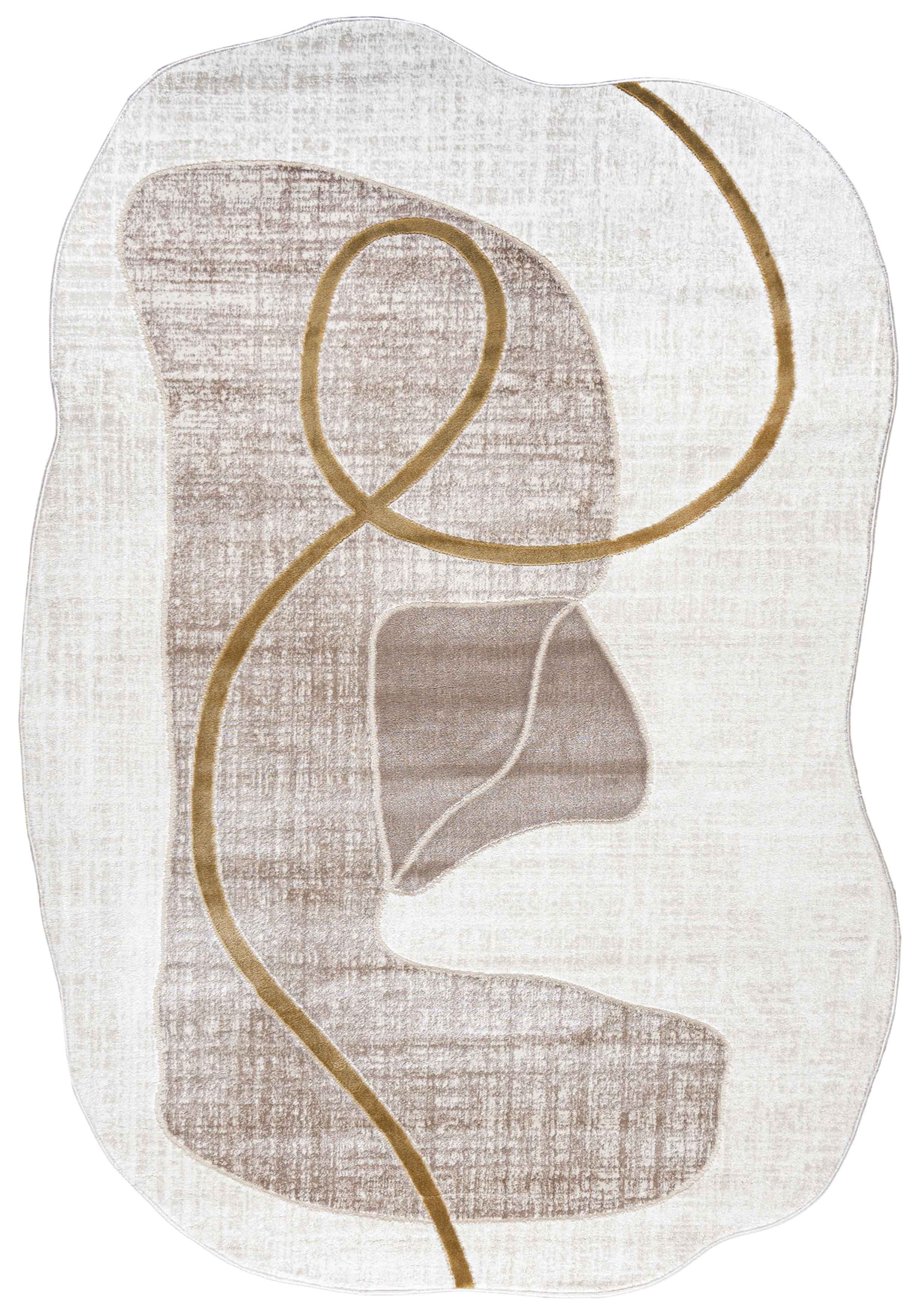 7704B tapis SILALUX - moderne, irrégulier, beige, blanc, écru, crème
