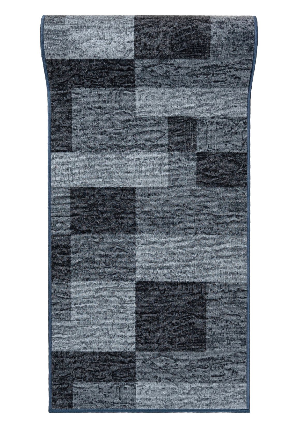 Tapis de passage  avec dessous caoutchouté Antidérapant Au mètre GUMAZEL ICONA BASALT - rétro, géométrique, graphite, gris