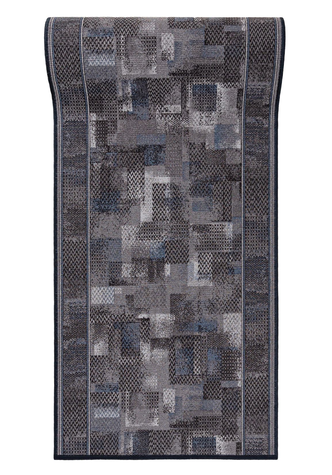 tapis de couloir avec envers caoutchouté Antidérapant Au mètre GUMAZEL TRIBE ANTHRACITE - cadre, rétro, noir, graphite, gris