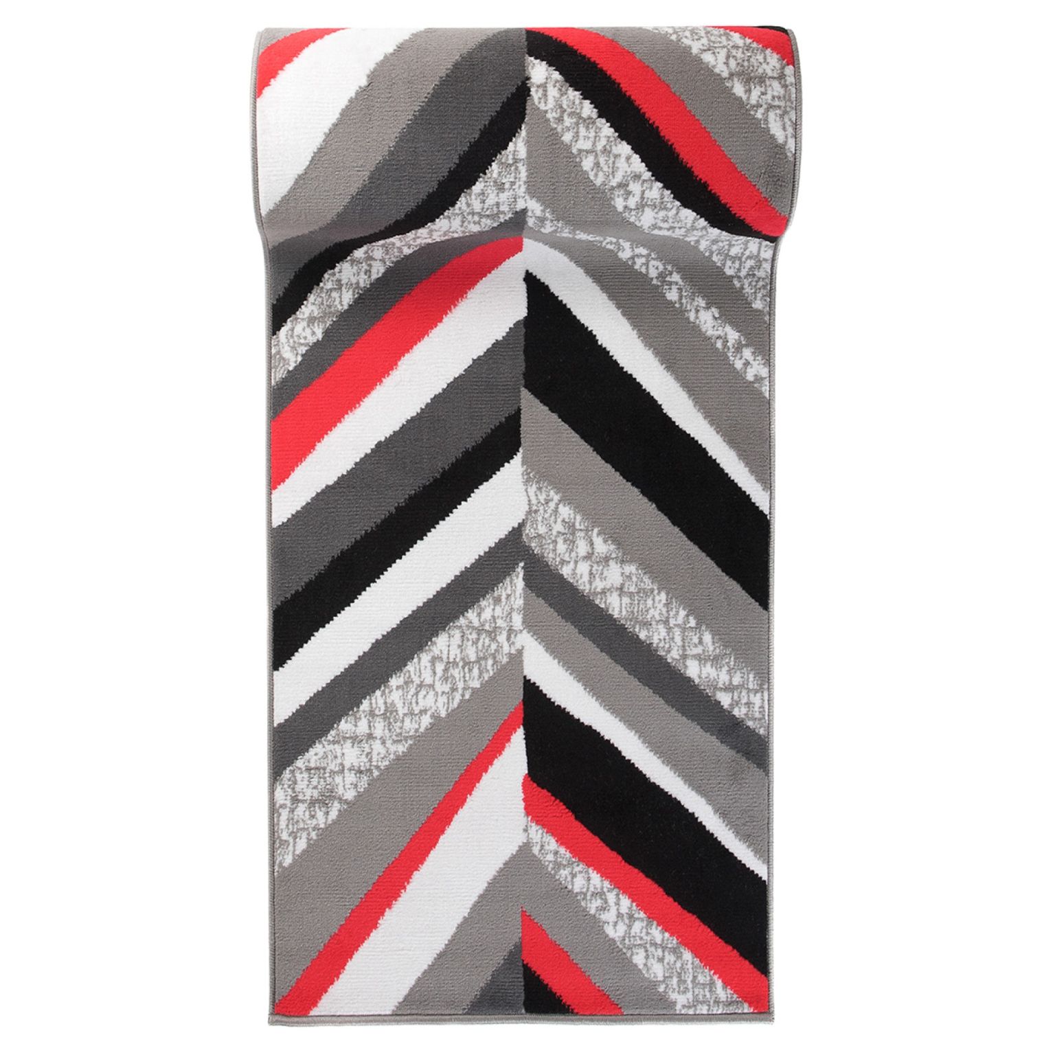 Tapis de couloir Au mètre MAYA Z899E GRIS - rétro, géométrique, rouge, graphite, gris