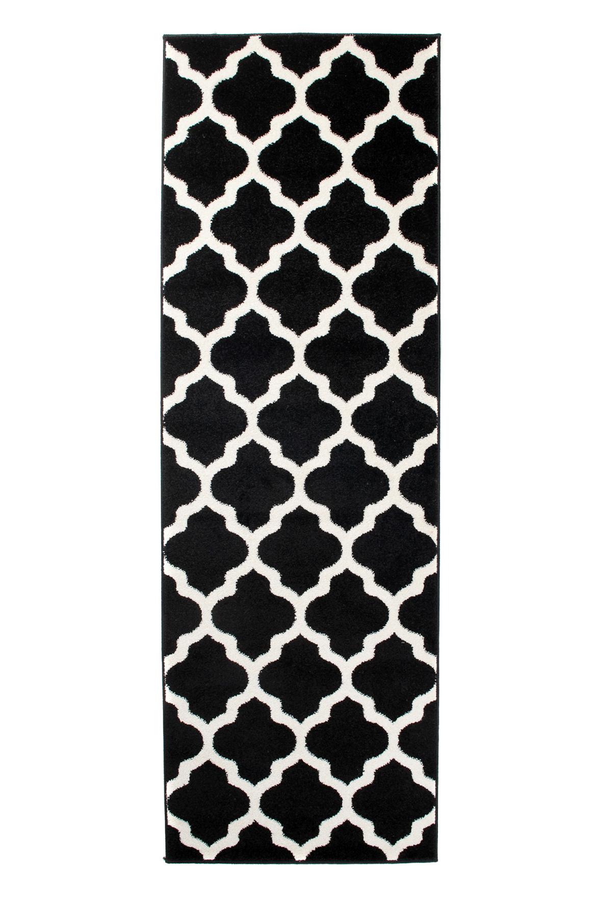Tapis géométrique du Maroc moderne K082A BLACK - noir et blanc