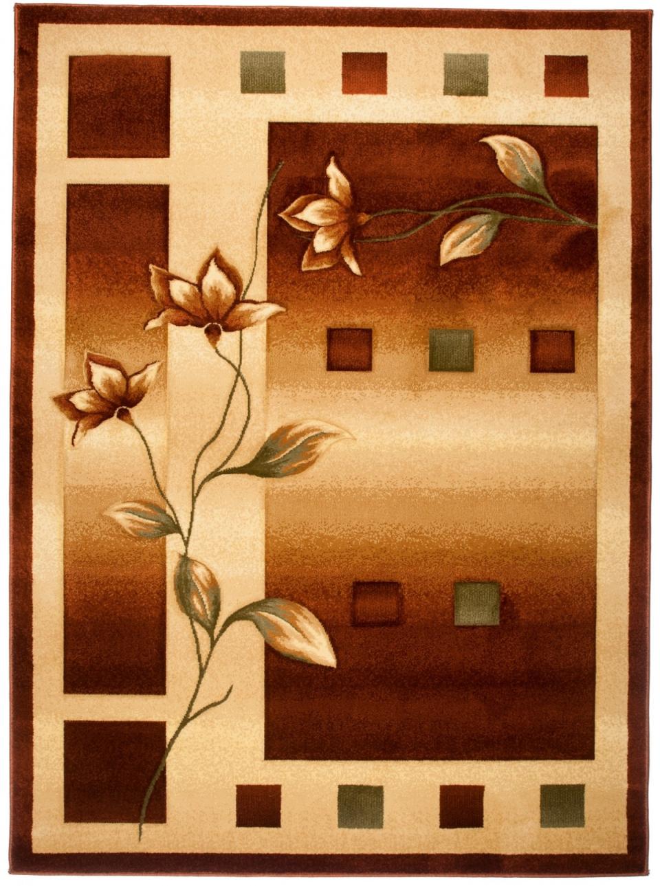 Tapis moderne Antogya végétal 6615B CREAM - marron, beige