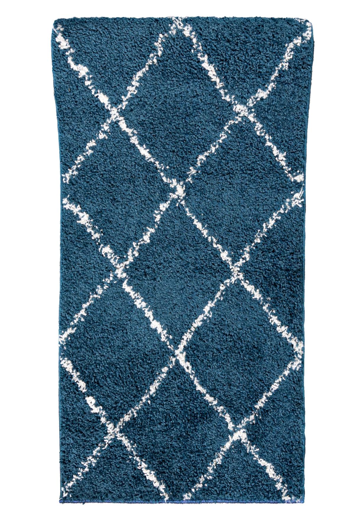 Tapis de couloir poil long Boho DELHI 6132B - bleu
