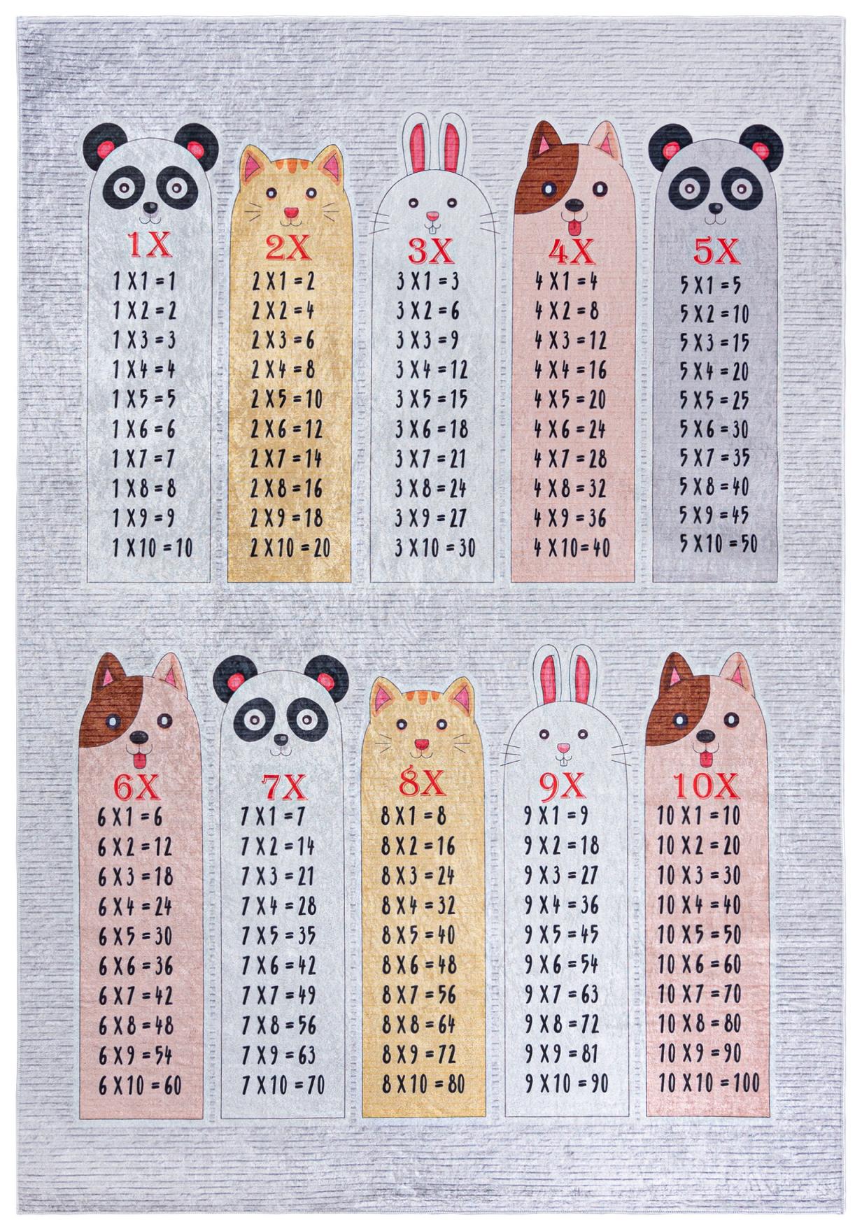 Tapis de table de multiplication pour bébé EMMA 2162 - gris, coloré
