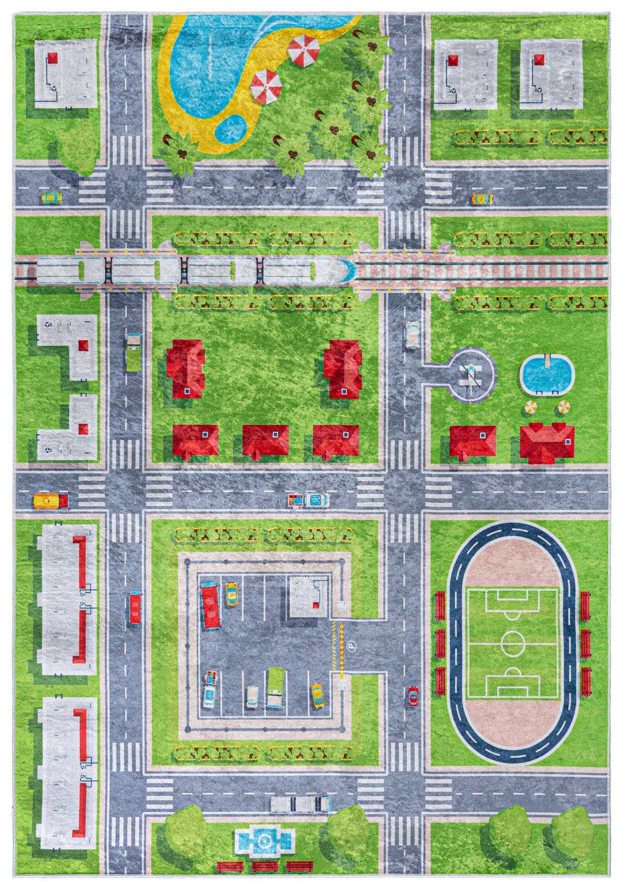 Tapis pour enfants Rue Route Ville EMMA 2624 - vert, coloré