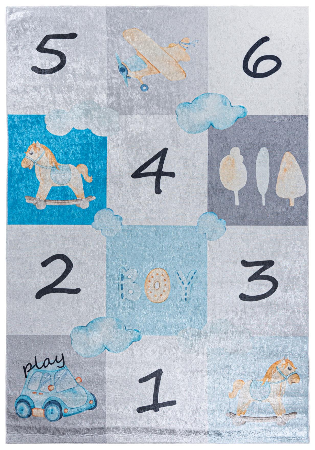 Tapis de jeux de classe pour enfants EMMA 2680 - bleu
