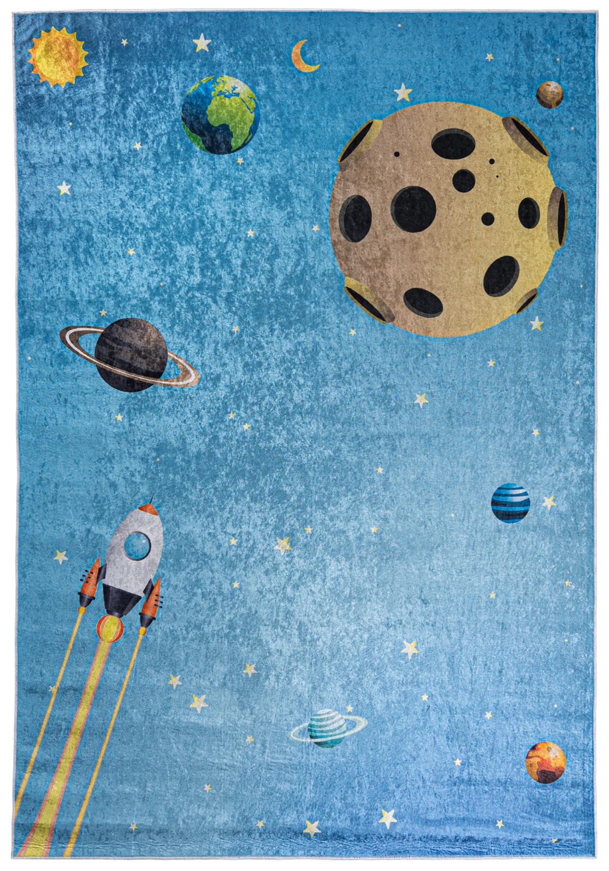 Tapis Planètes de l'espace pour enfants EMMA 2698 - bleu