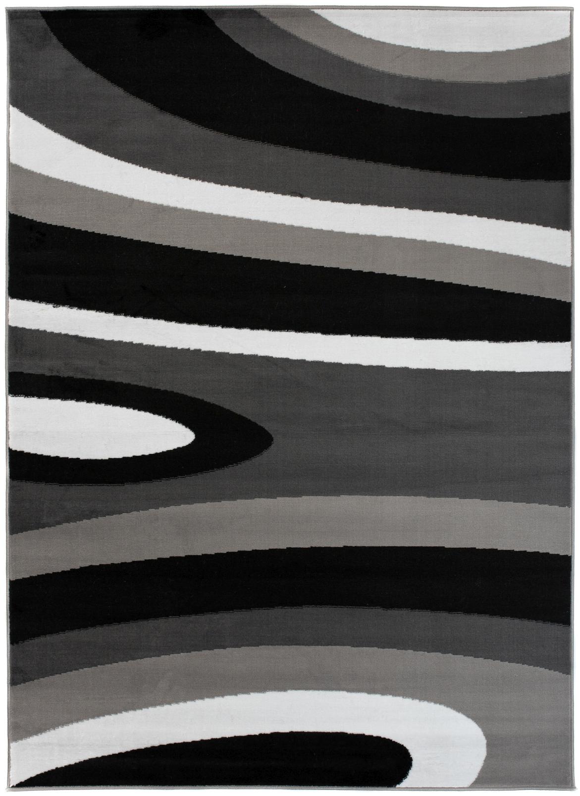 Tapis moderne à rayures géométriques Maya Z895A noir - gris
