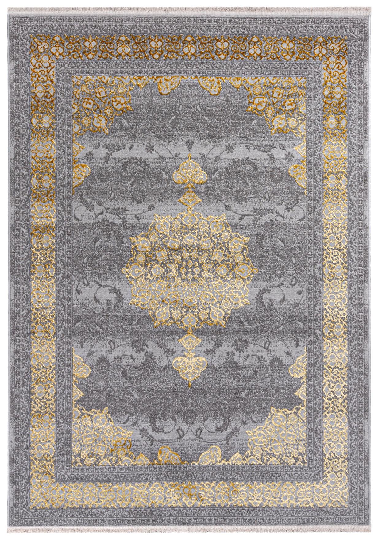 Tapis d'Orient PALERMO E062B P GOLD COKME AGRI - gris, or