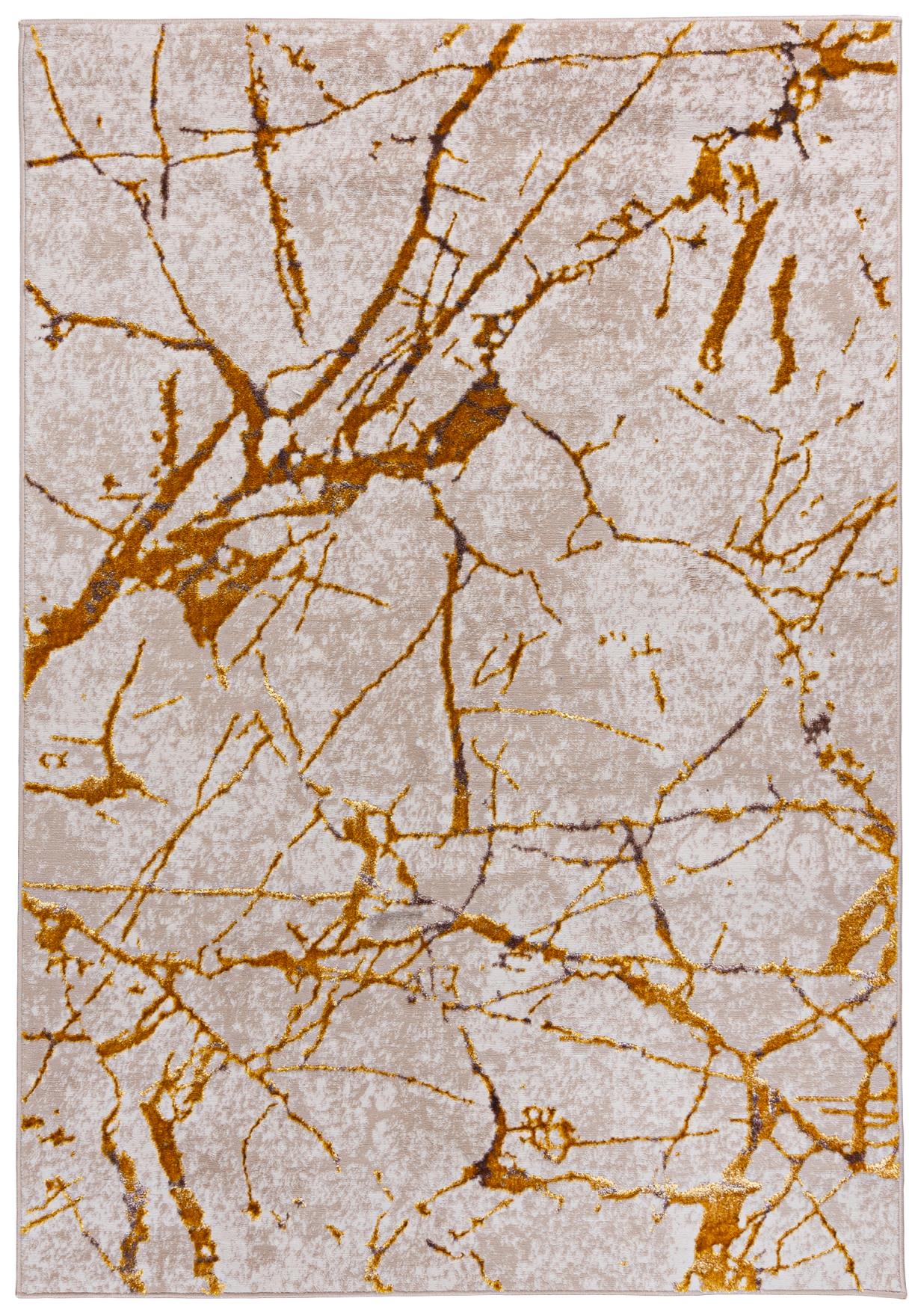 Tapis moderne en marbre PALERMO E365A COKME BEIGE PES GOLD - beige, or