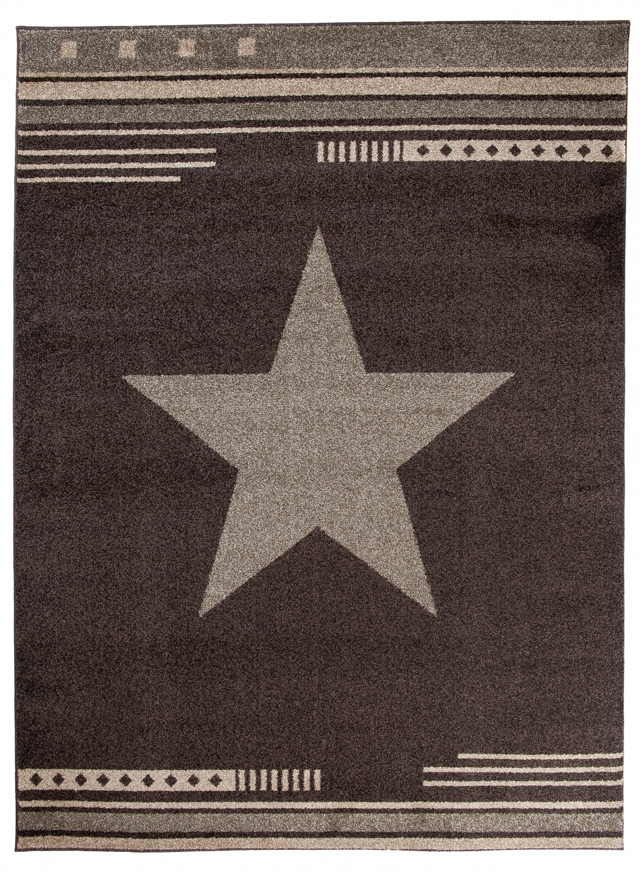 Maroc moderne Tapis étoilé L916A DARK BROWN - beige