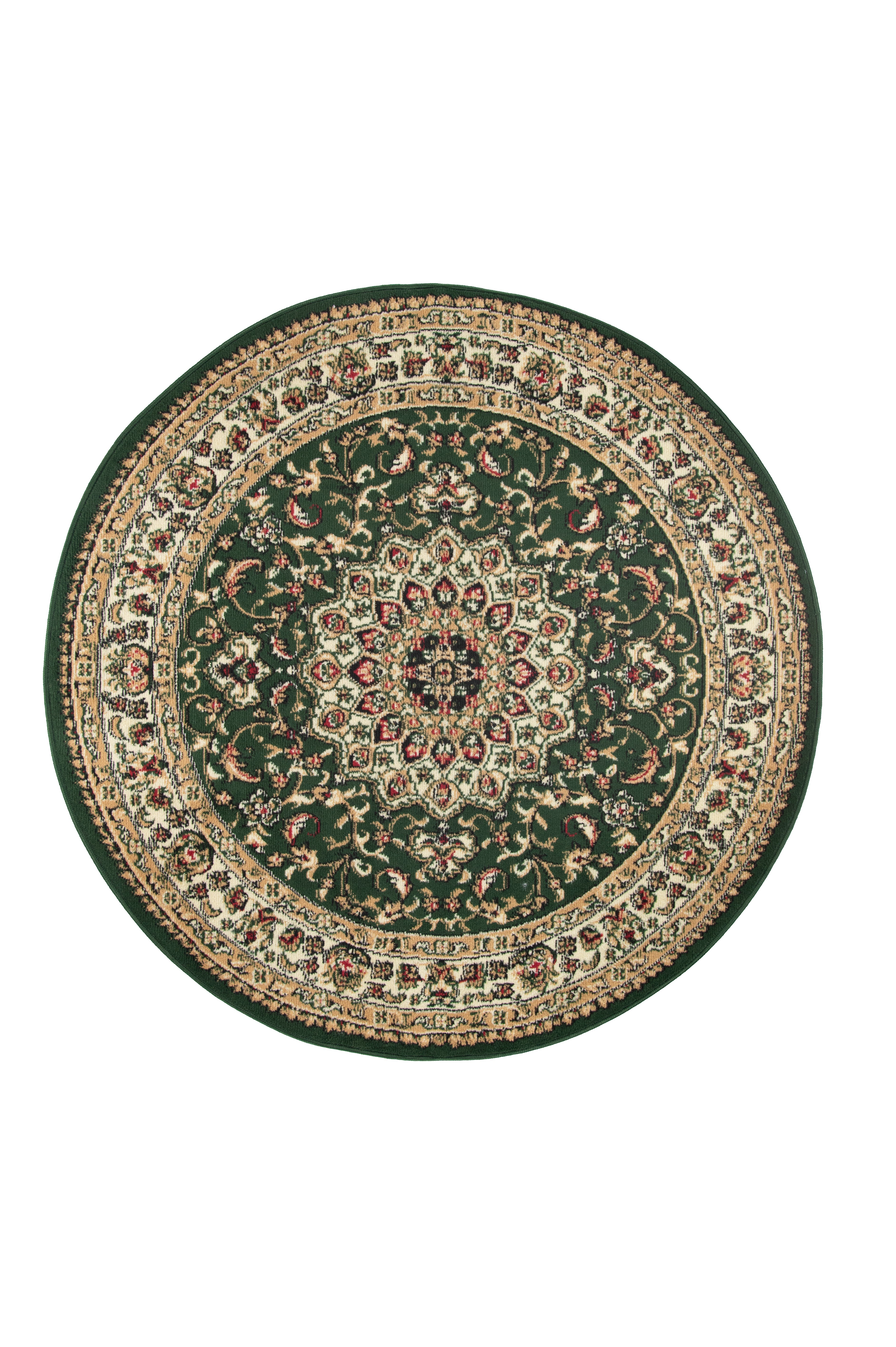 Tapis Rond Traditionnel – Atlas F740A – vert, beige