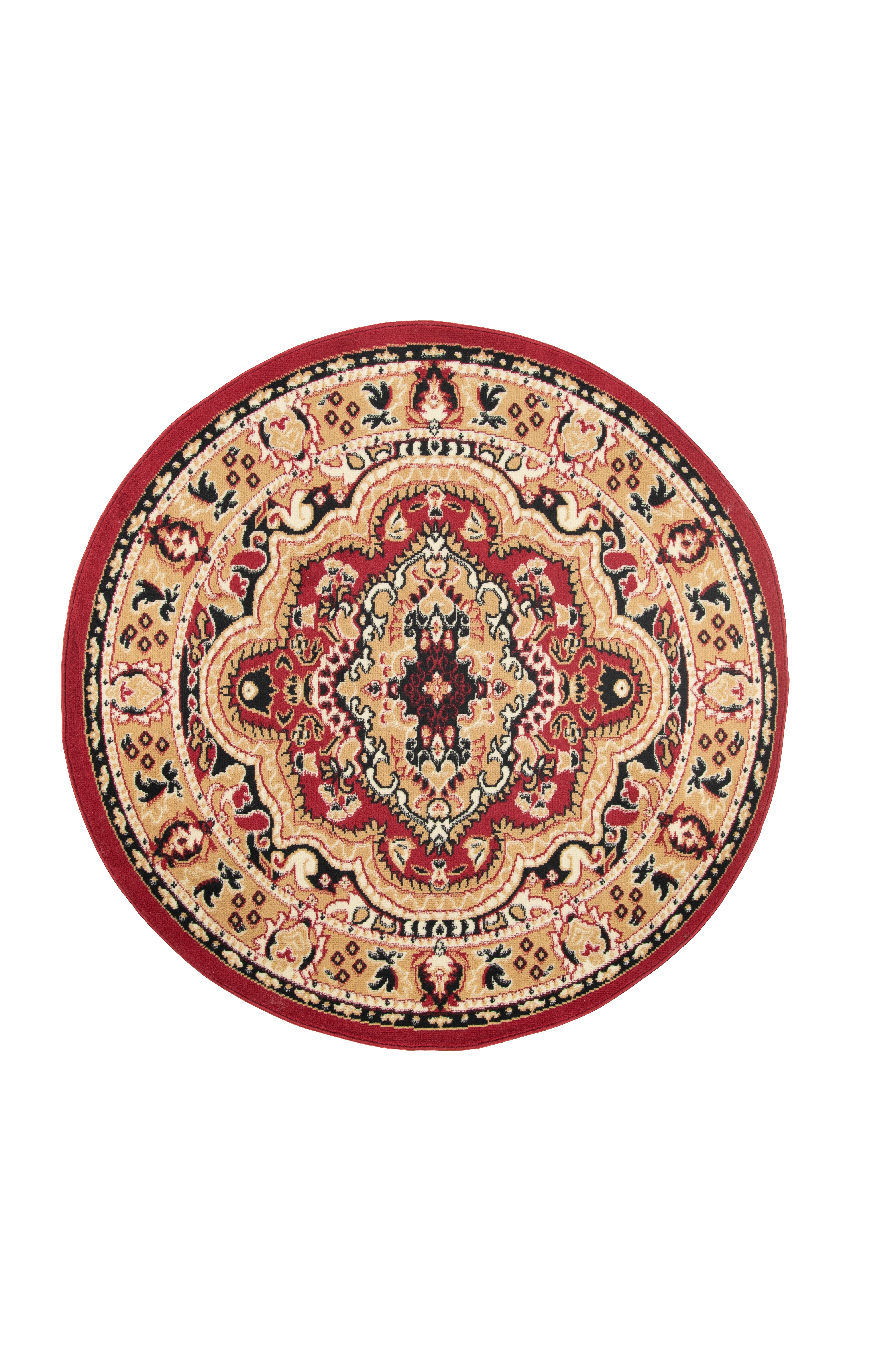 Tapis Rond Traditionnel – Atlas E951A – rouge, beige