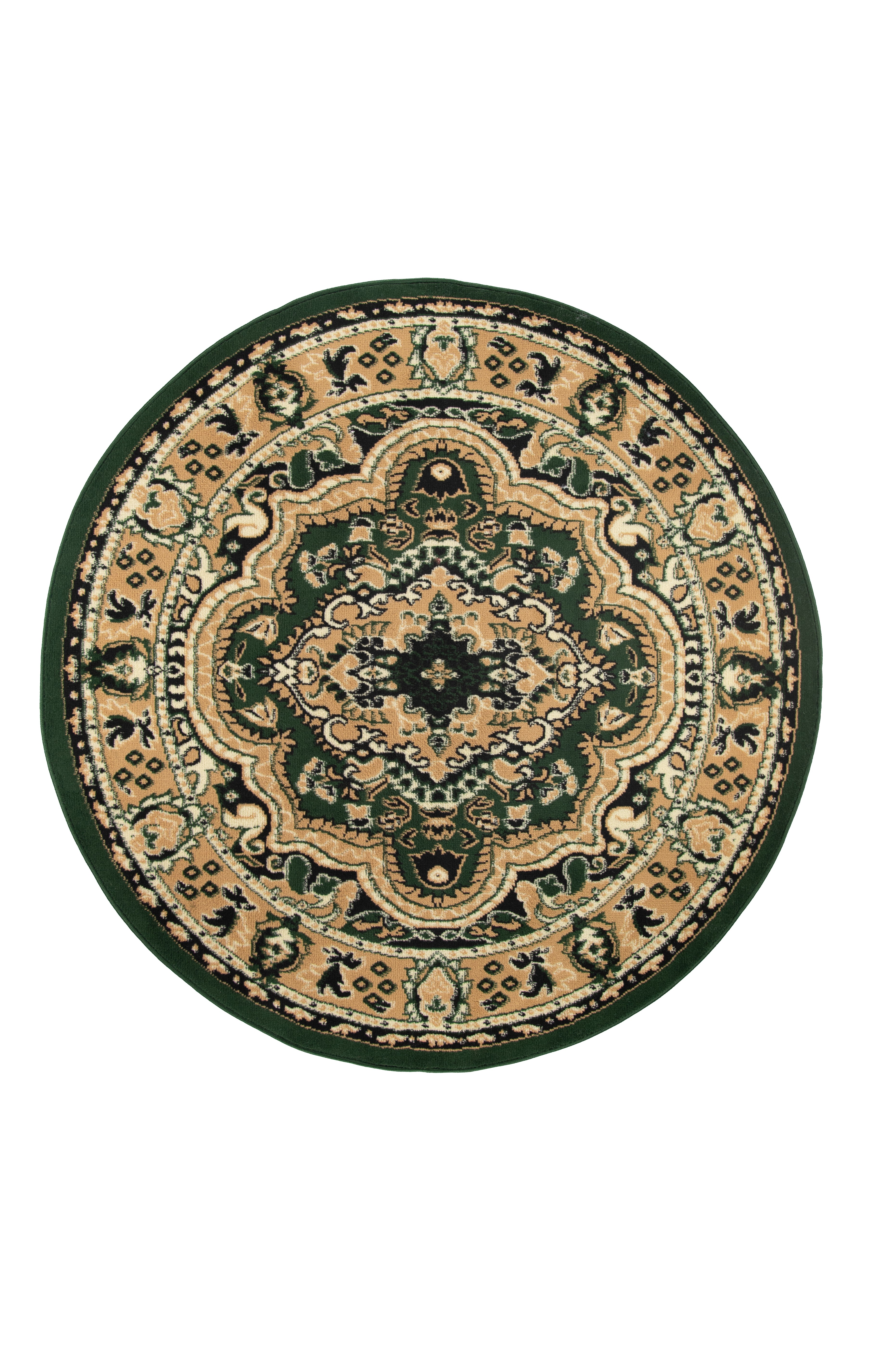Tapis Rond Traditionnel – Atlas E951A – vert, beige