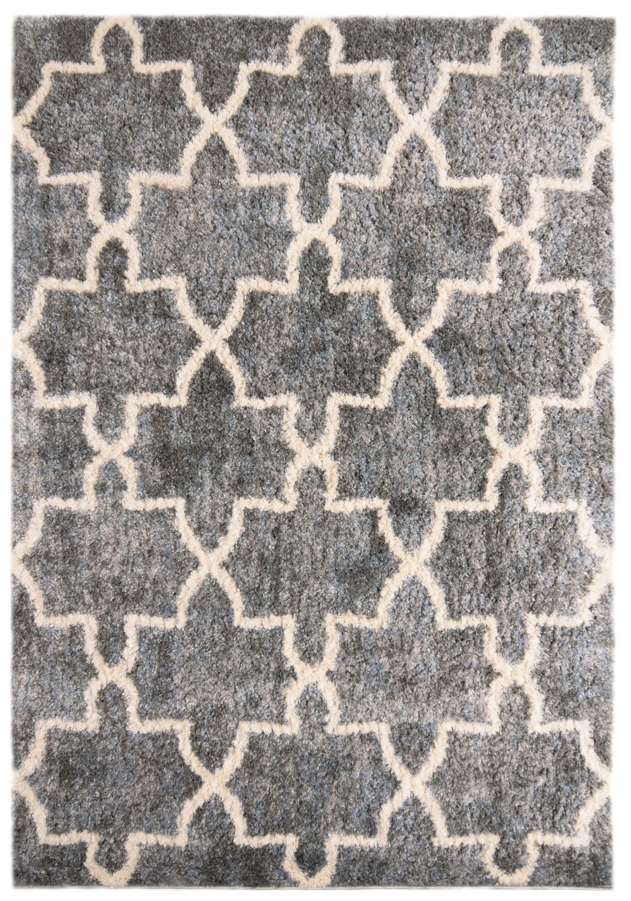 Tapis poil long à poils longs Versay géométrique Q265A gris foncé - gris