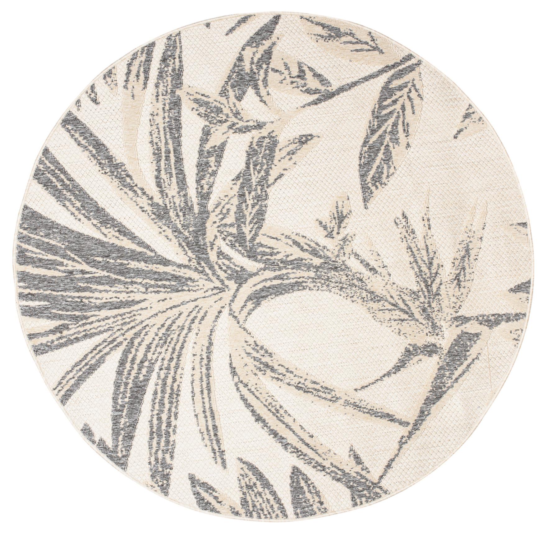 Tapis d'extérieur / d'intérieur tissé à plat Viera Cercle Motif végétal MN85D CREAM - crème, beige