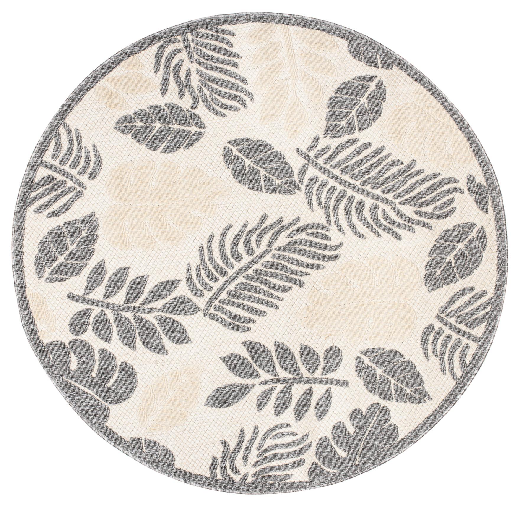 Tapis d'extérieur / d'intérieur tissé à plat Viera Cercle Motif végétal BD99A CREAM - crème