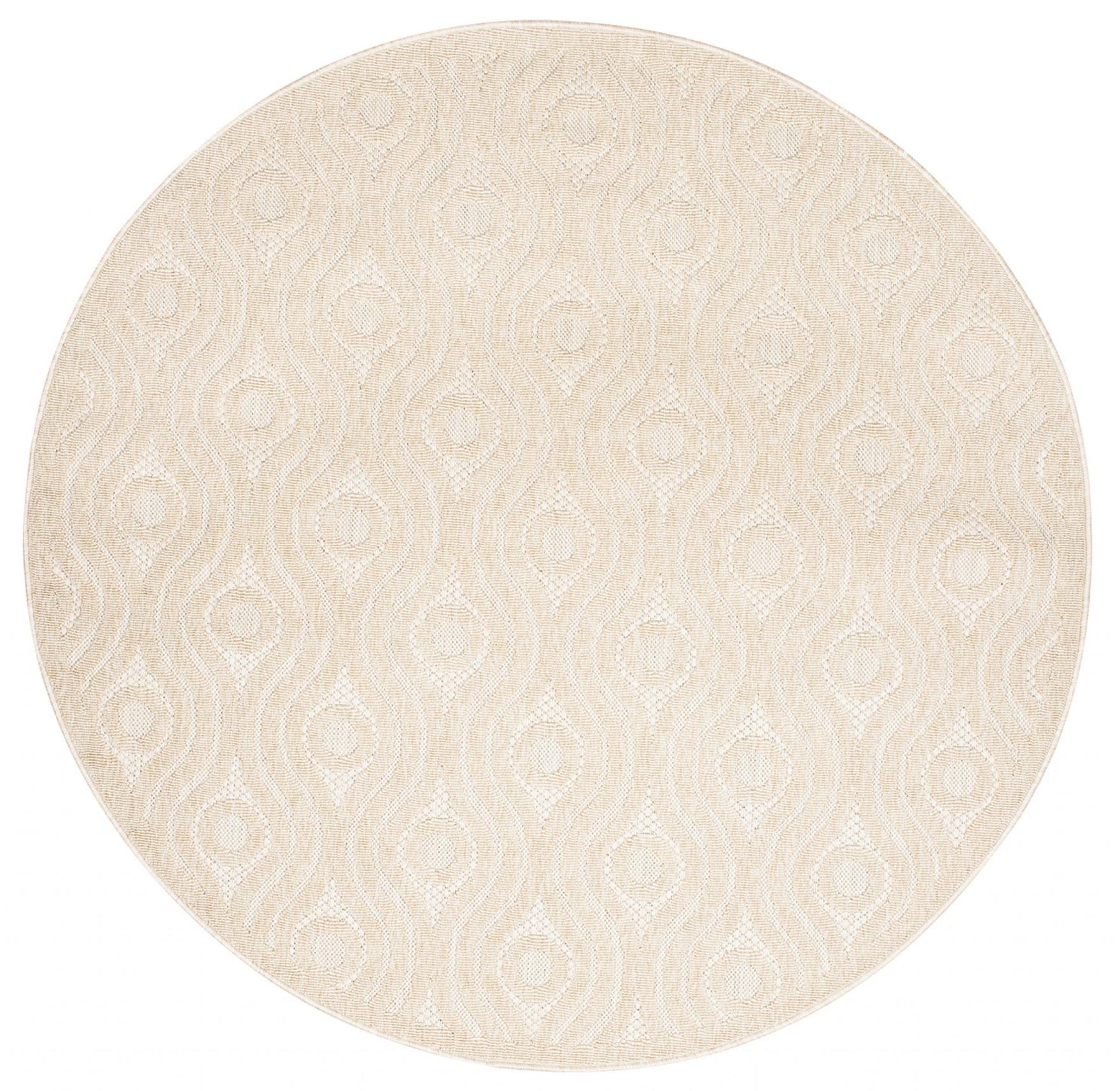 Tapis plat d'intérieur/extérieur Viera Circle Motif géométrique FG81C CREAM - crème