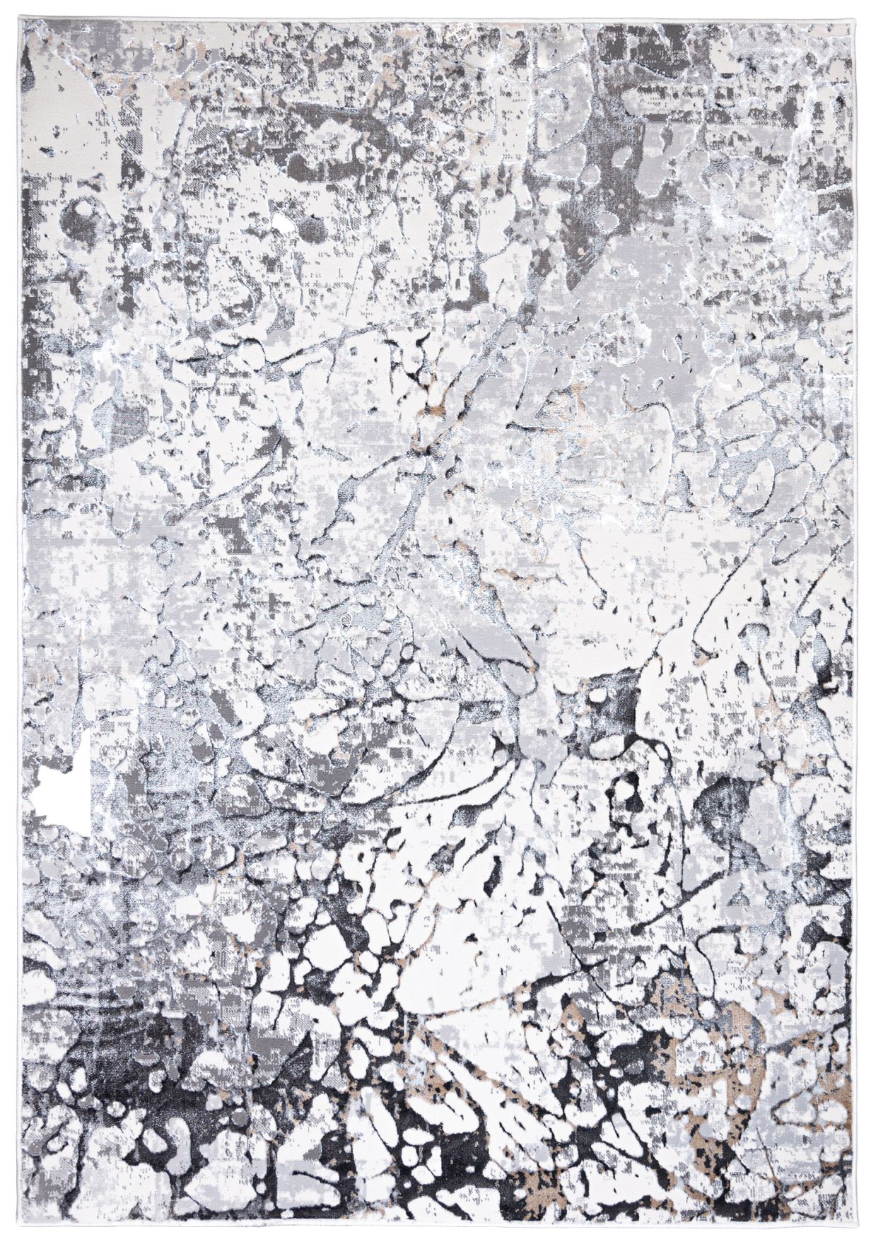 Tapis abstrait moderne à fils d'argent GOLDEN MZ26C CREAM - gris
