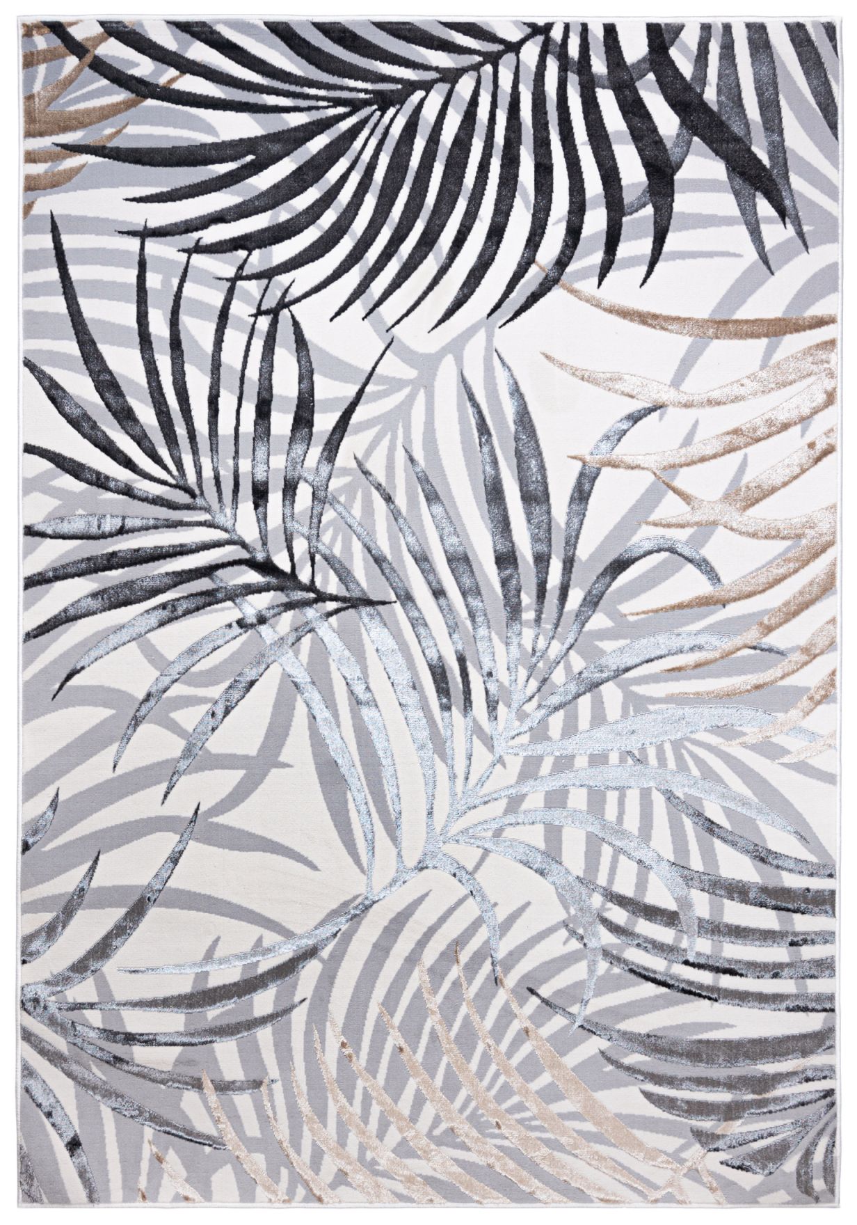 Tapis moderne à feuilles de fleurs GOLDEN NA44G CREAM - gris