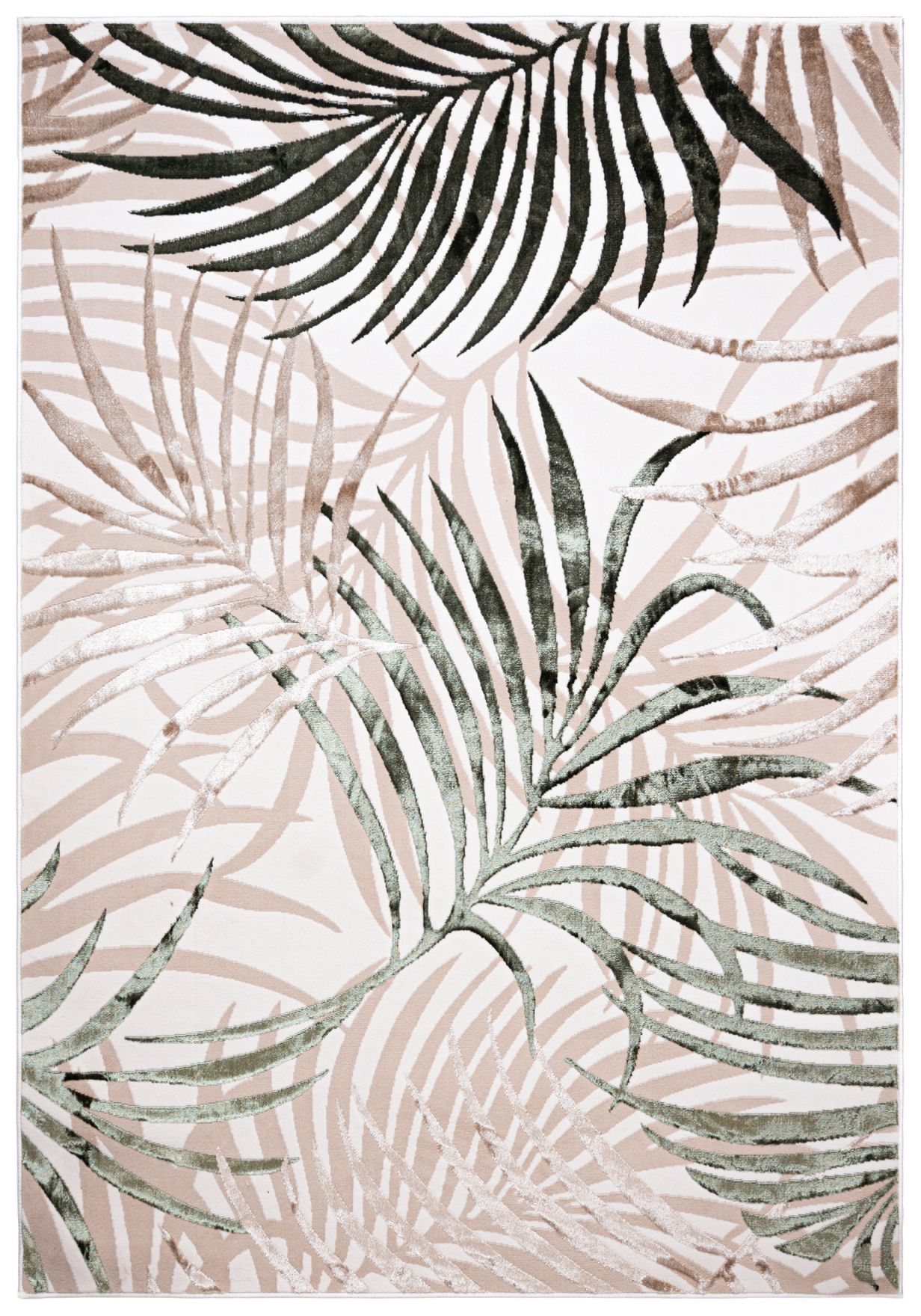 Tapis moderne à feuilles de fleurs GOLDEN NA44K CREAM - beige, vert