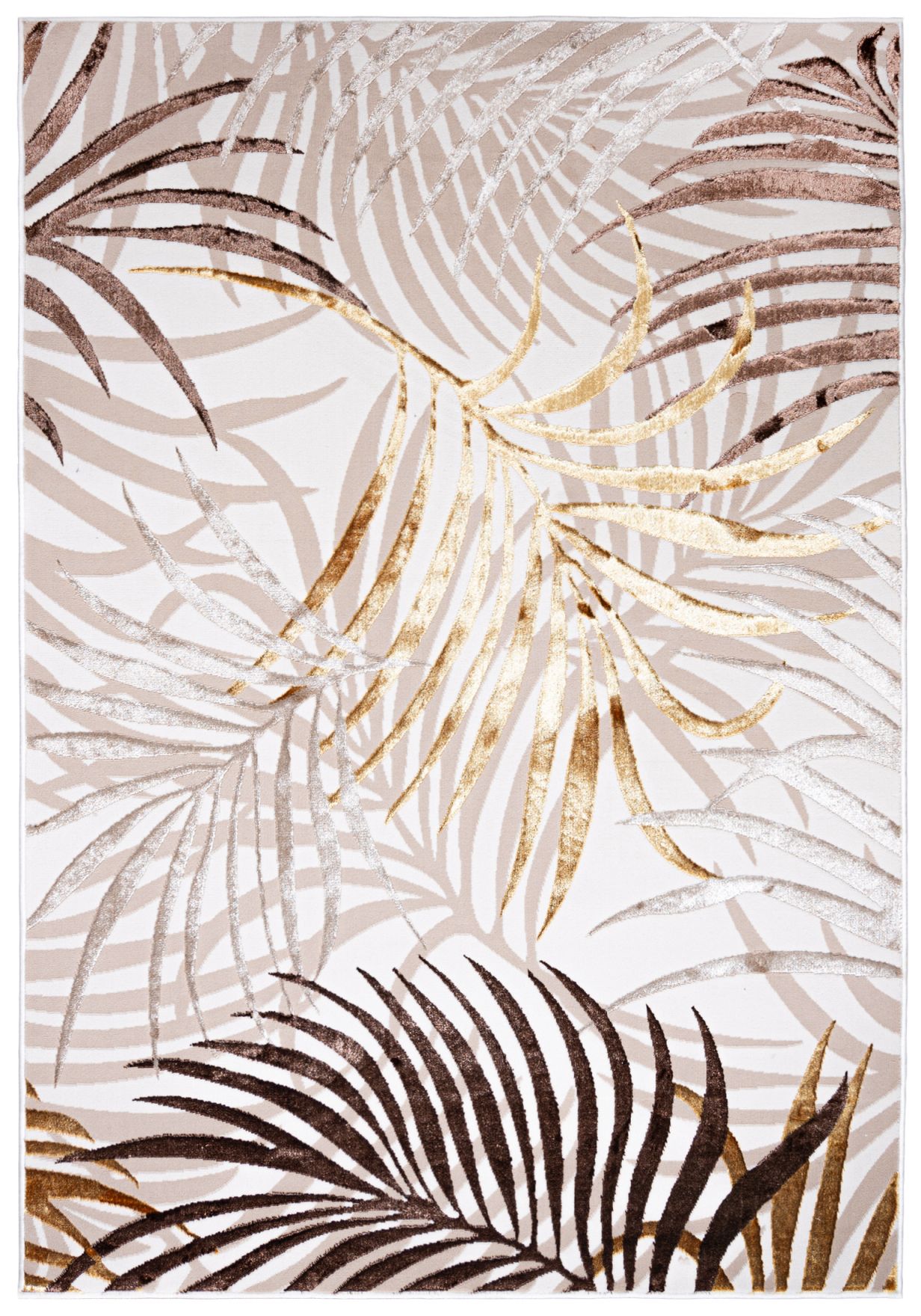 Tapis moderne Flower Leaf GOLDEN NA44D CREAM - beige, or