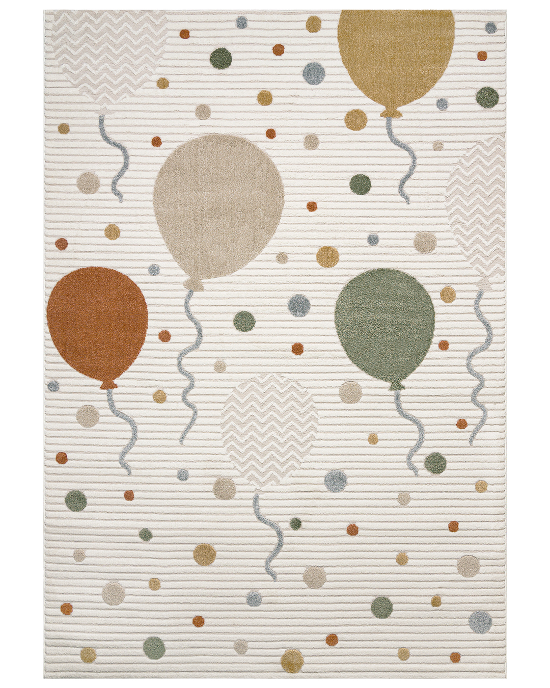 Tapis enfant avec ballons et pois - Alora Verde - crème, vert, multicolore