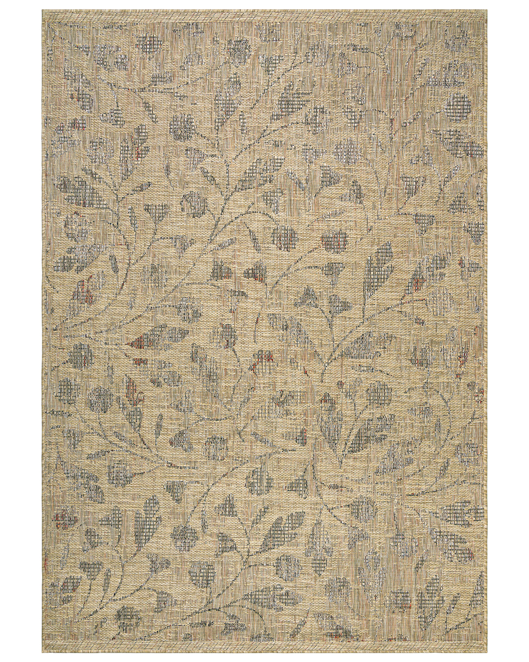 Tapis d'extérieur / d'intérieur, motif végétal - Adra Beige - beige, marron, bohème
