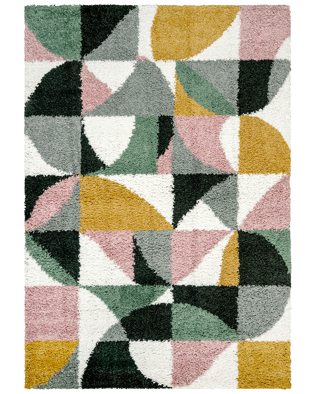 Tapis à poils longs / Shaggy pour chambre d'ado, géométrique - Ames Centro - beige, rose, gris