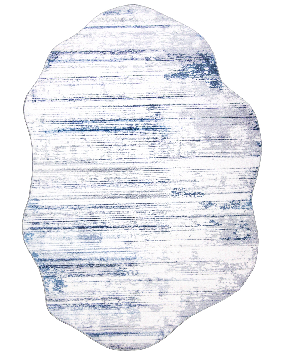 Tapis moderne irrégulier - Arona Albi - blanc, bleu, gris, abstrait