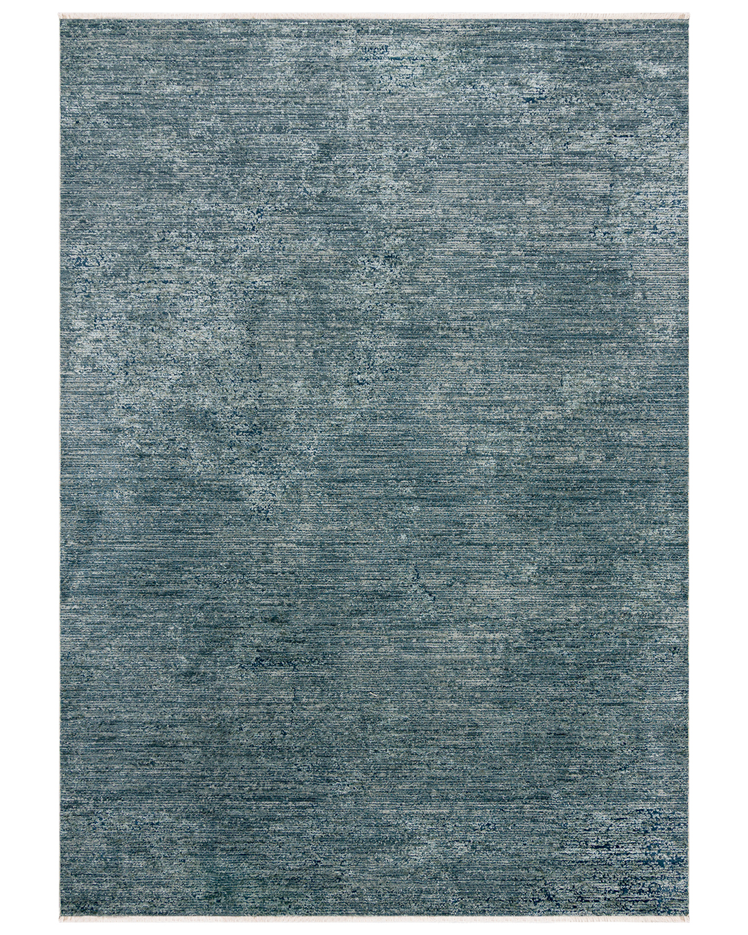 Tapis moderne abstrait à franges - Aspe Bahia - bleu