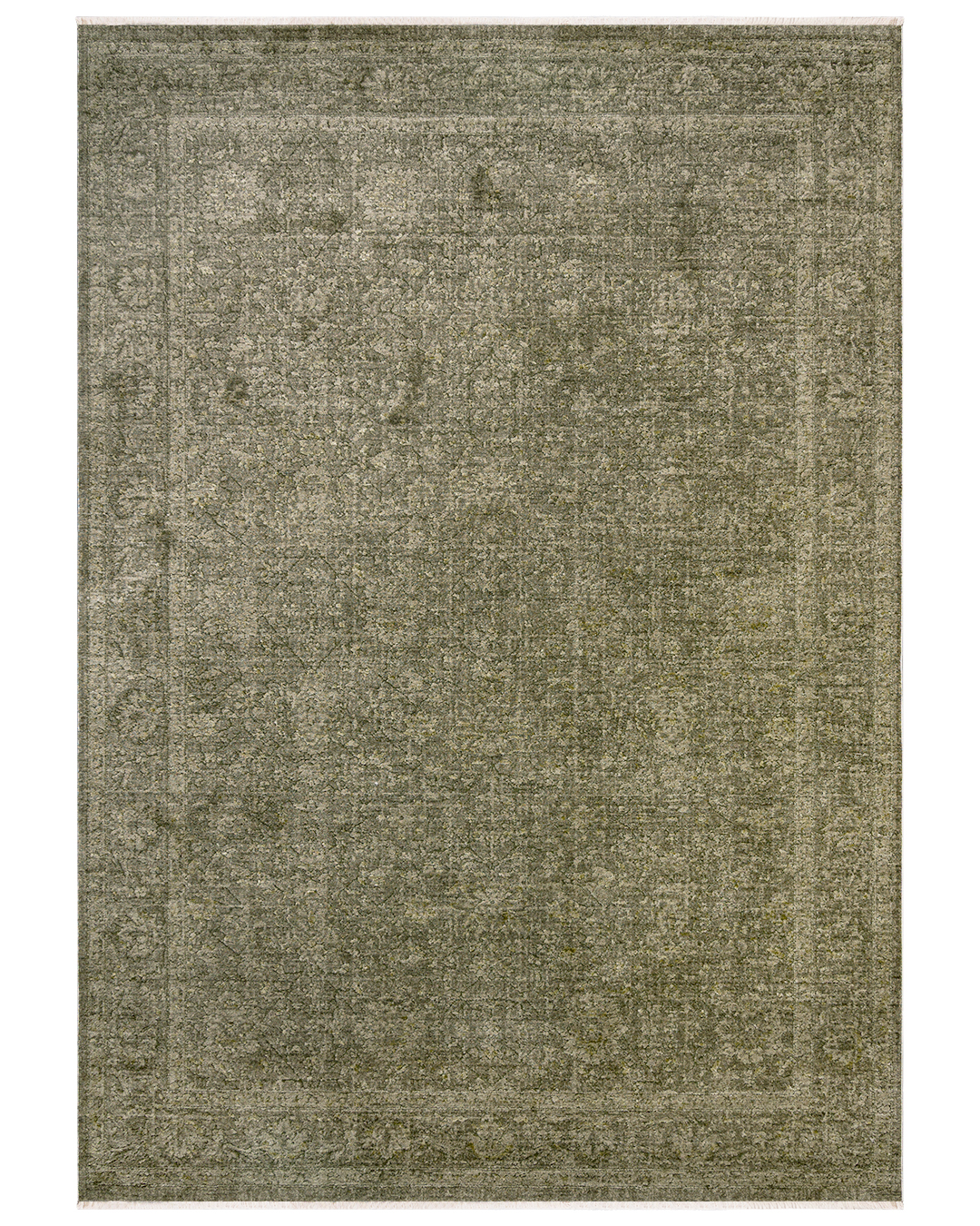 Tapis moderne abstrait à franges - Aspe Prado - vert
