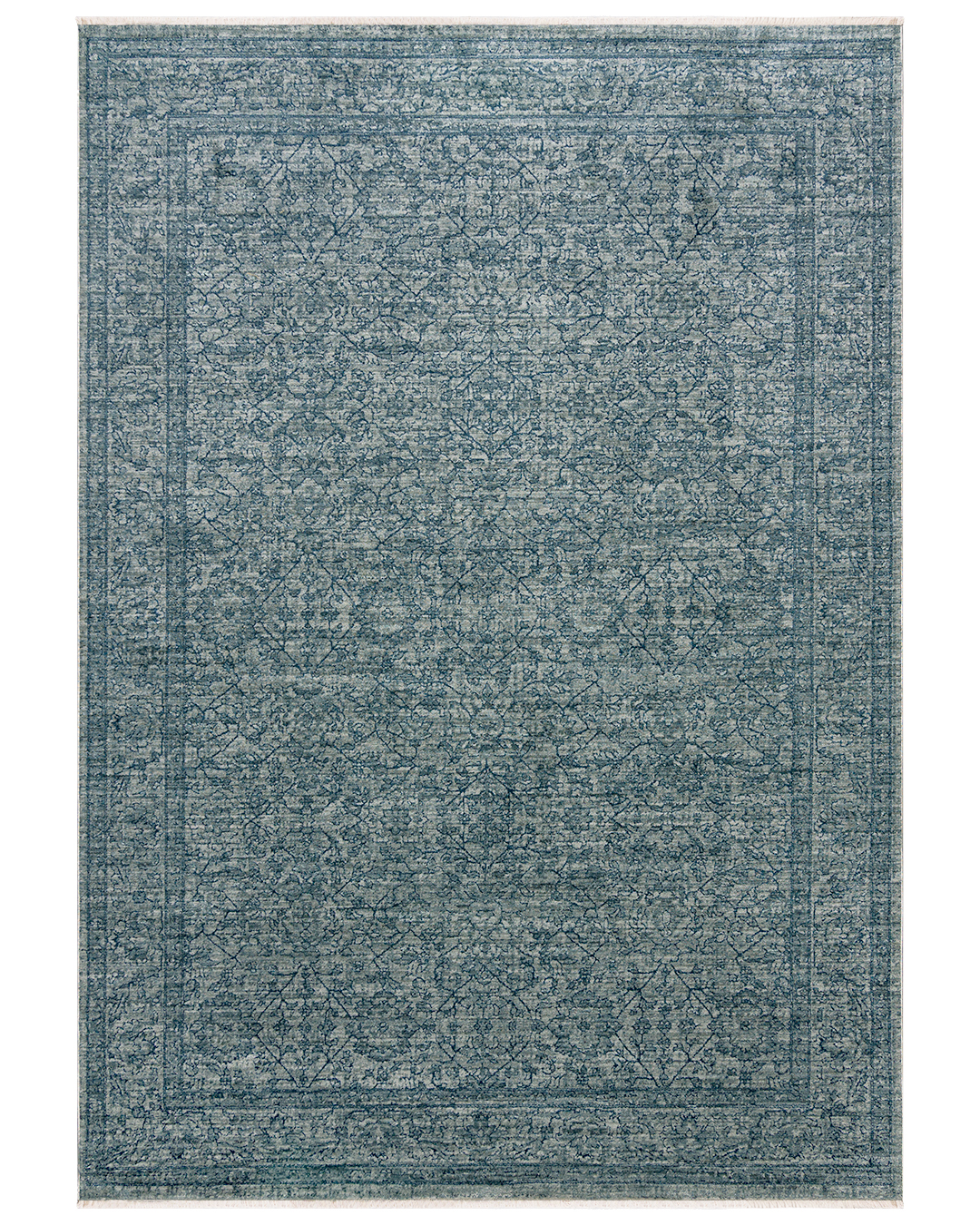 Tapis moderne abstrait à franges - Aspe Tuli - bleu