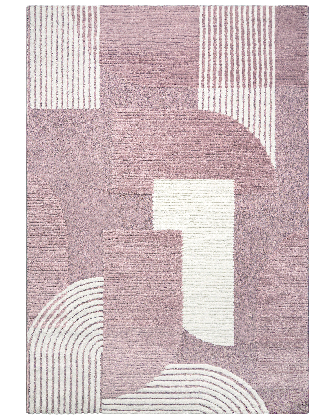 Tapis moderne géométrique - Blanca Arcos - crème, rose, poils mi-longs